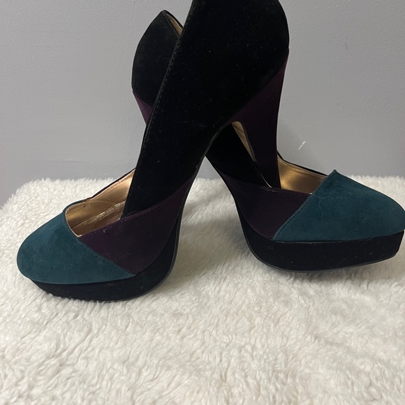 Multi coloured velvet heels - Picture 2 of 4